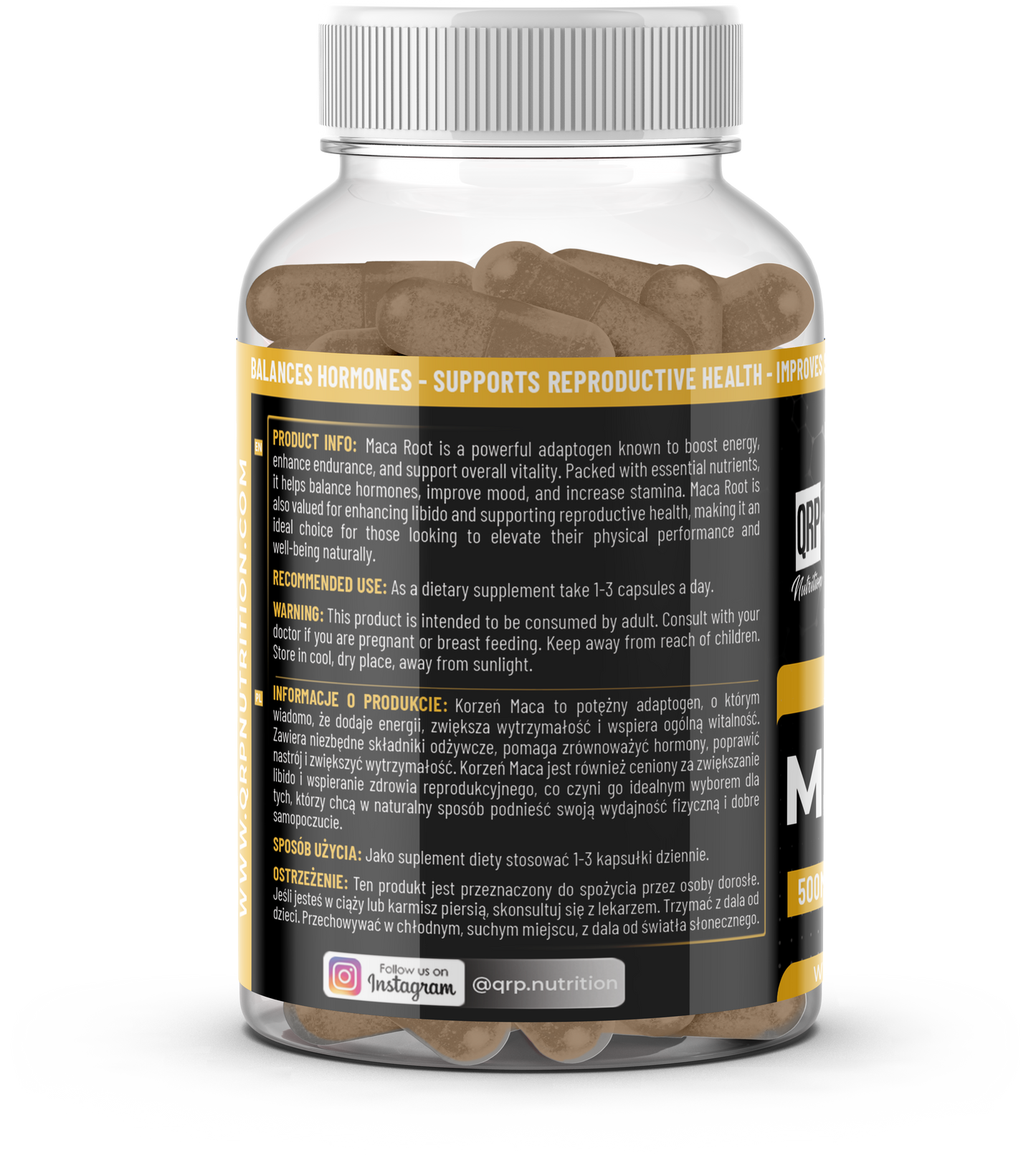 QRP Nutrition MACA 500mg 90 v.caps image 1