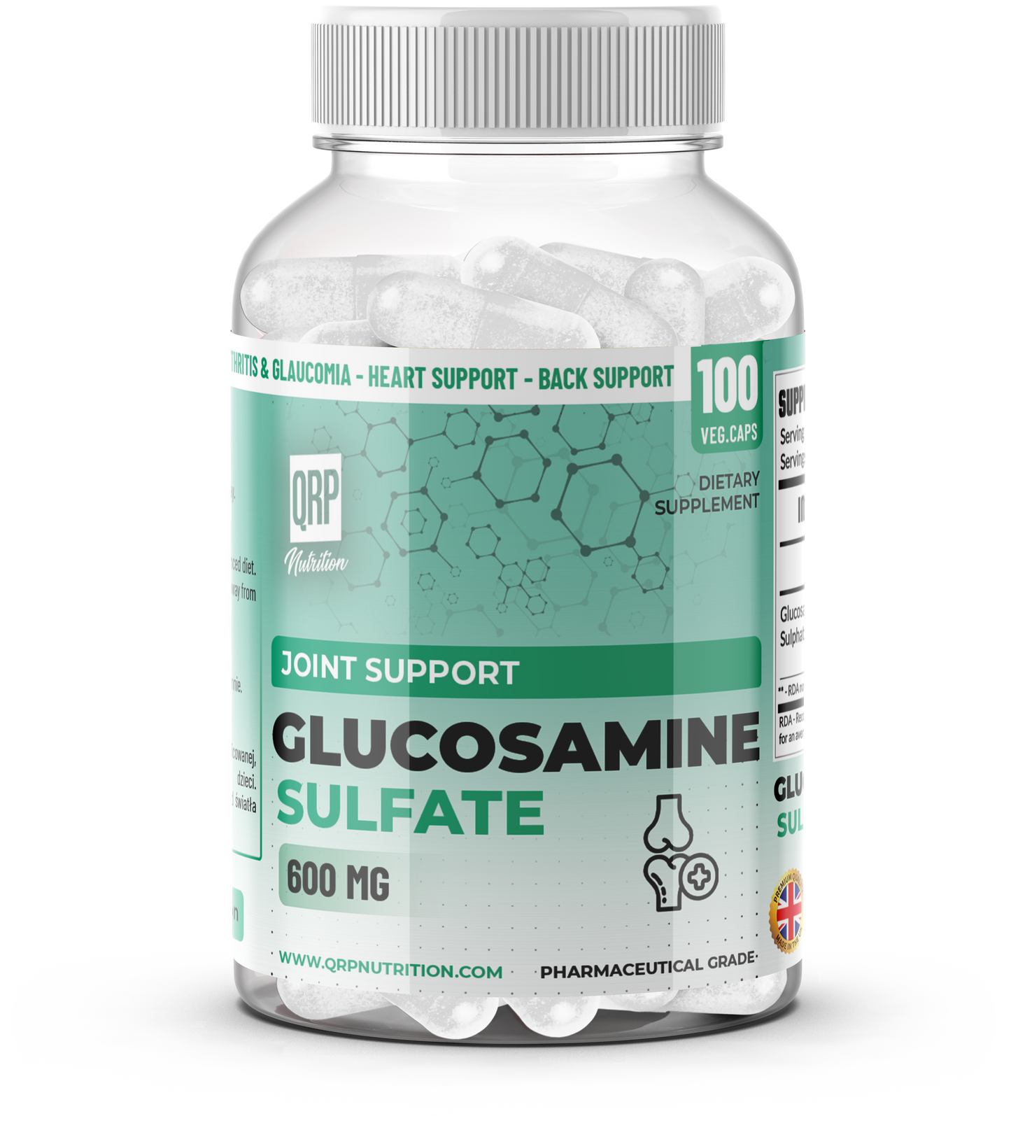 QRP Nutrition Glucosamine Sulphate 600mg 100capsules image 4