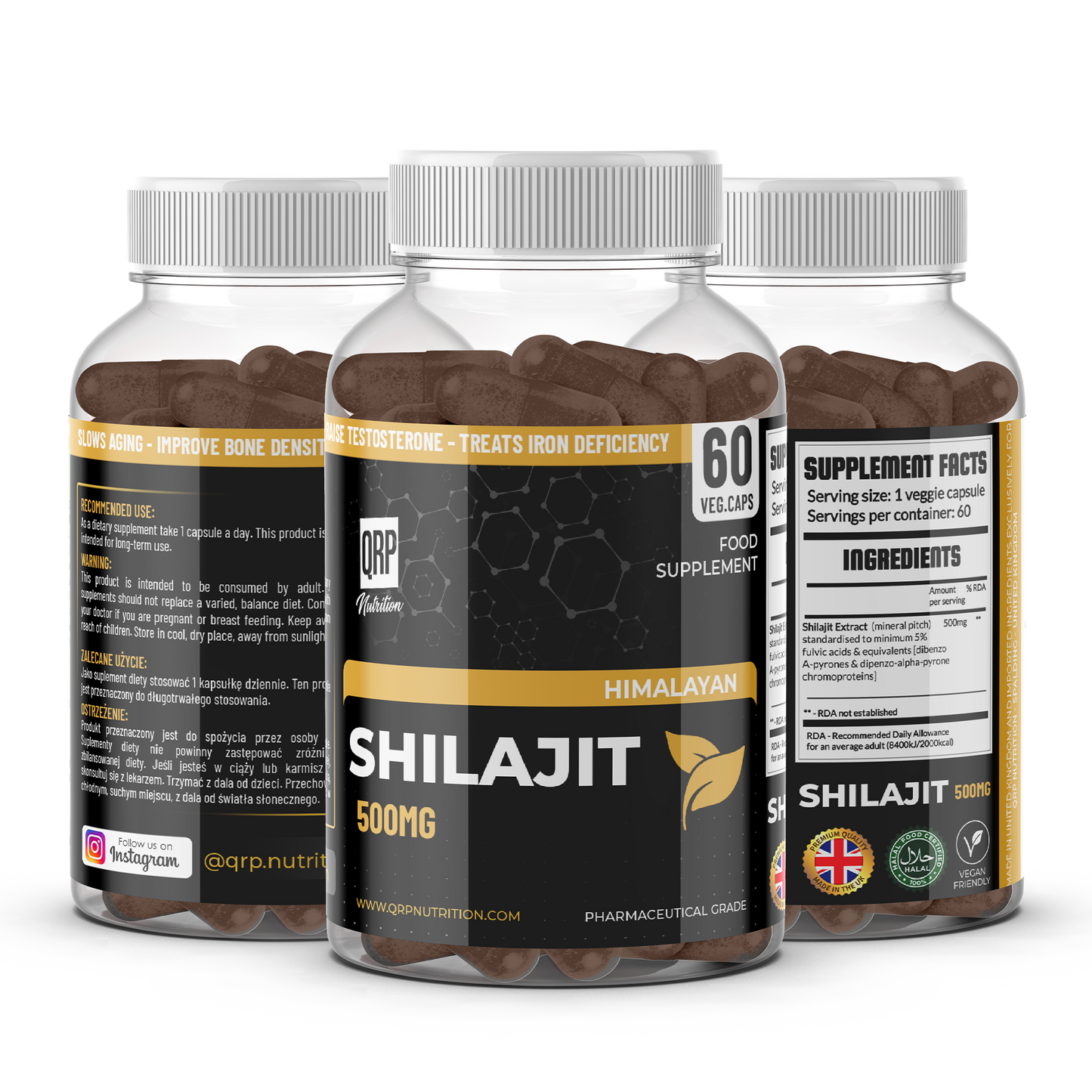 QRP Nutrition Shilajit 500mg 60veg.capsules image 0