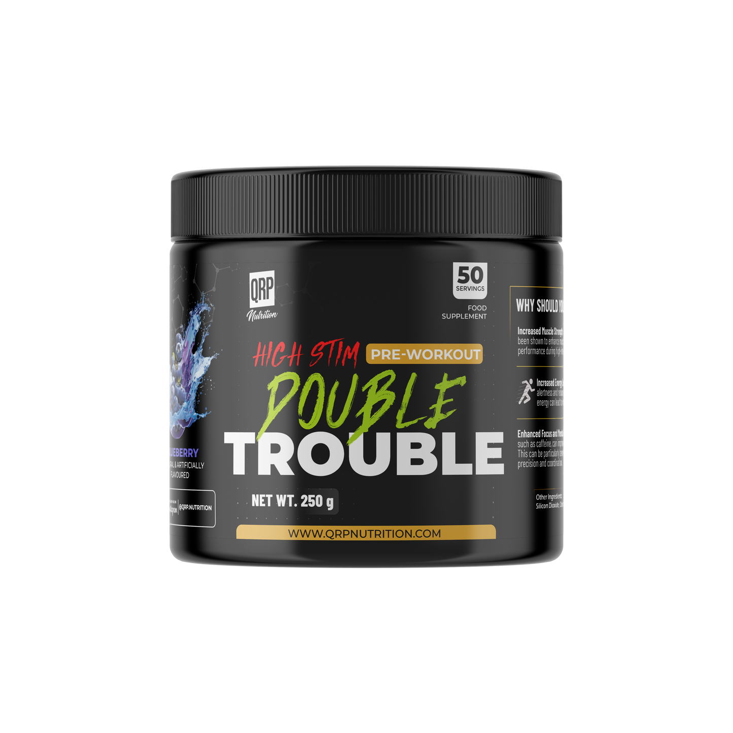 QRP Nutrition DOUBLE TROUBLE High Stim Pre-workout 250g image 2