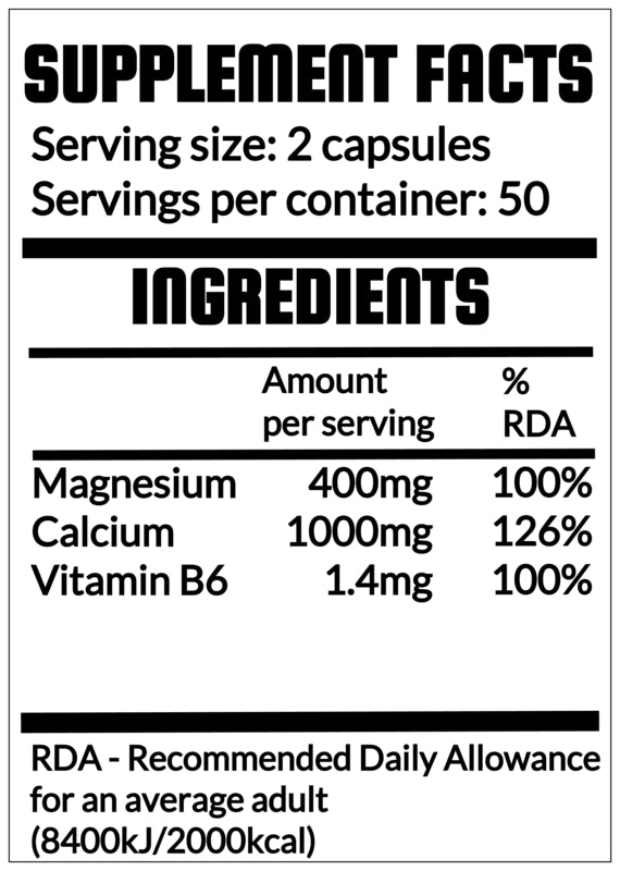QRP Nutrition MAGNESIUM CALCIUM VITAMIN B6 100capsules image 1