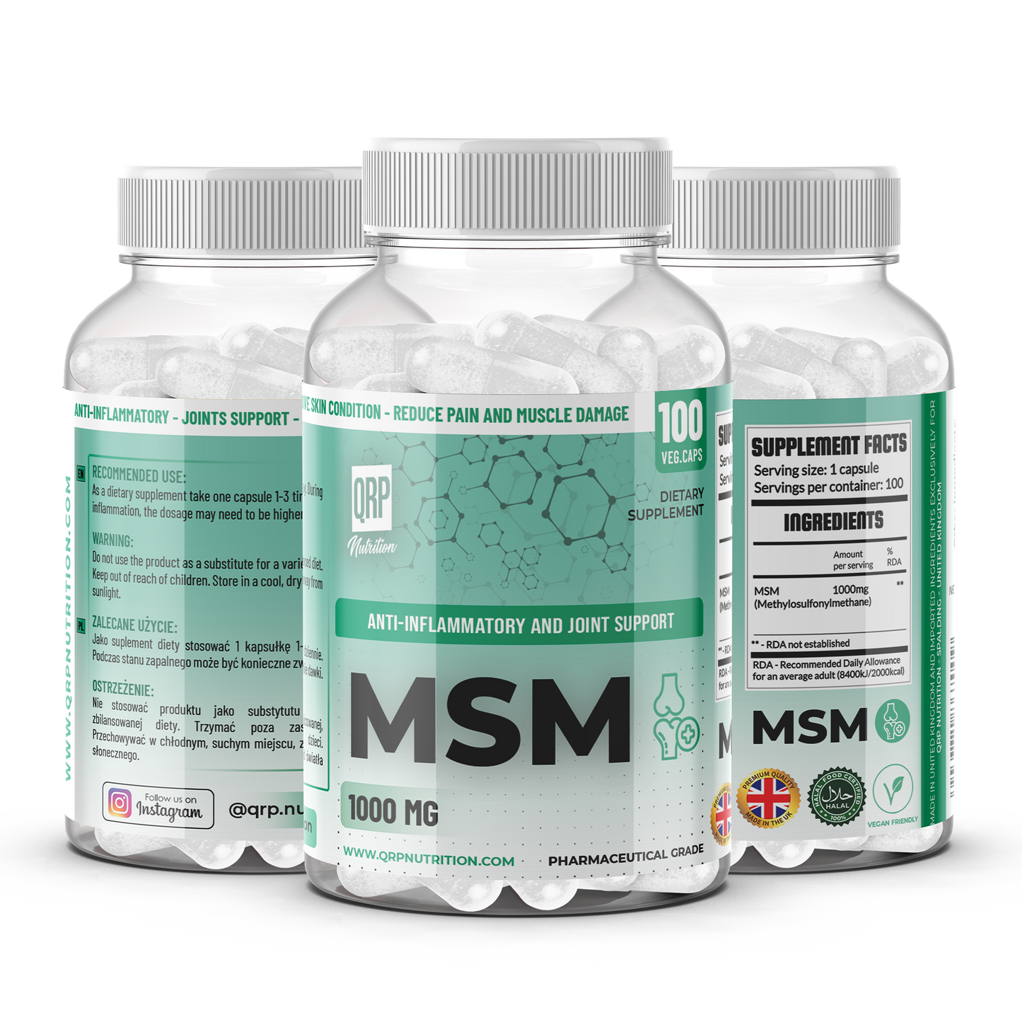 QRP Nutrition MSM 1000mg 100capsules image 0