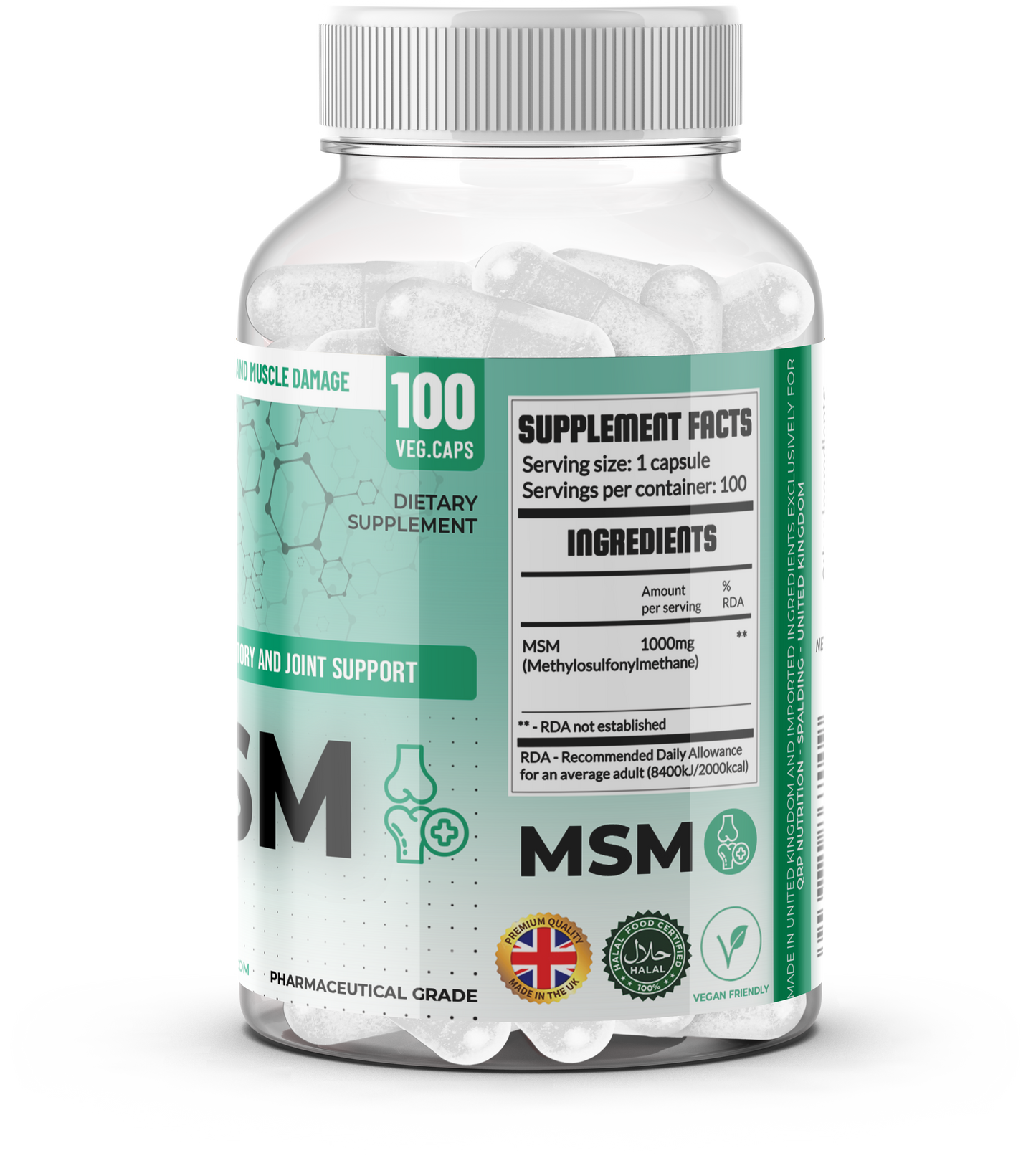 QRP Nutrition MSM 1000mg 100capsules image 2
