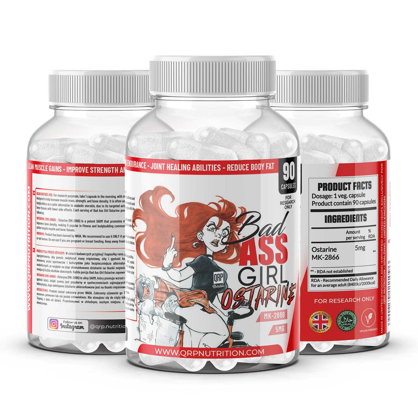 QRP Nutrition Bad Ass Girl Ostarine MK2866 5mg 90caps