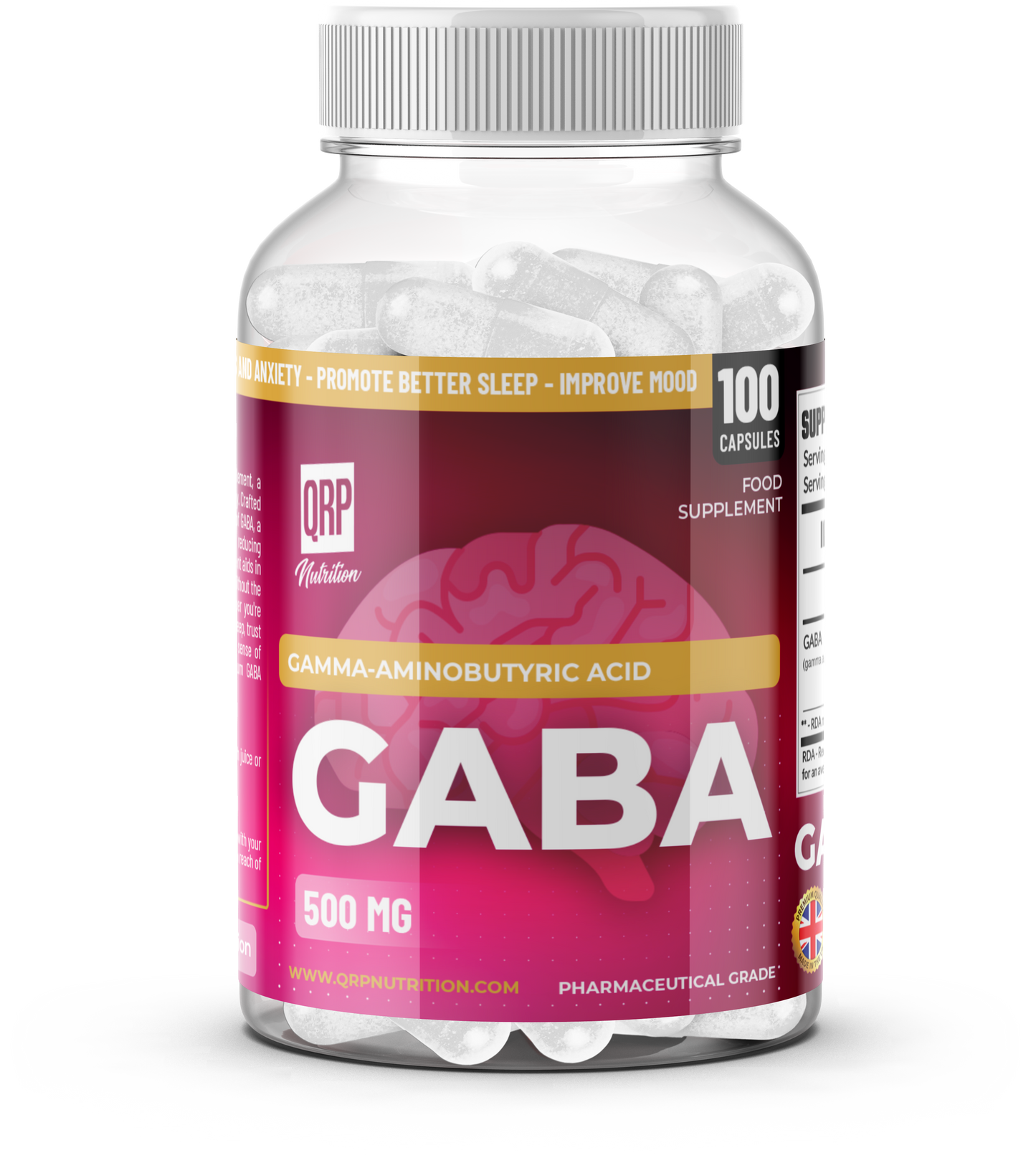 QRP Nutrition GABA 500mg 100 veg. capsules image 4