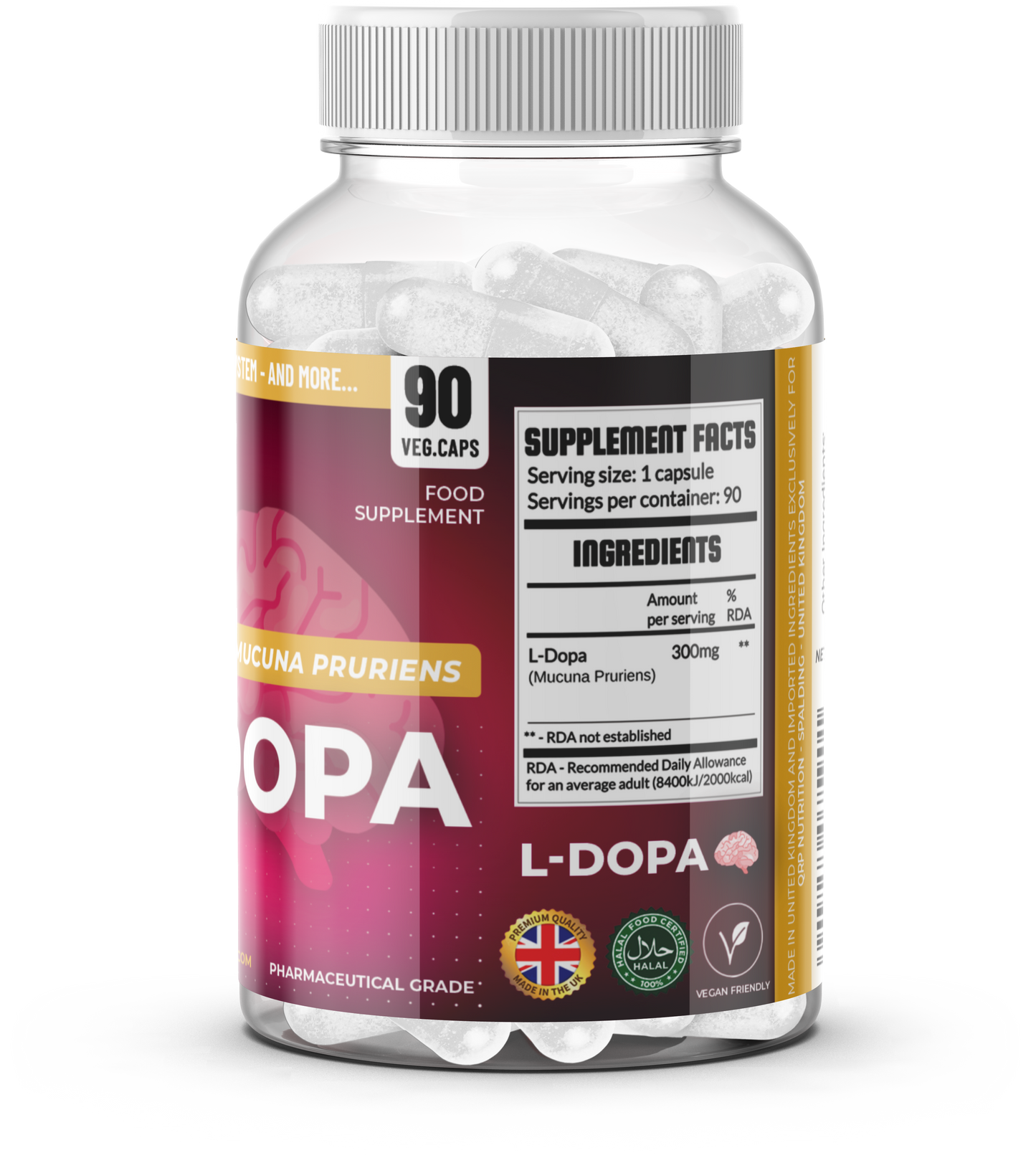 QRP Nutrition L-Dopa Mucuna Pruriens (90caps) image 4