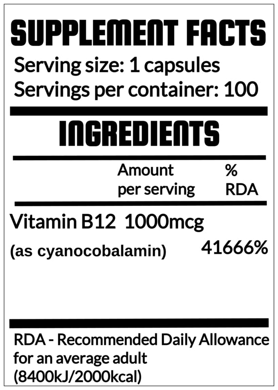QRP Nutrition VITAMIN B12 1000mcg 100vcaps image 1