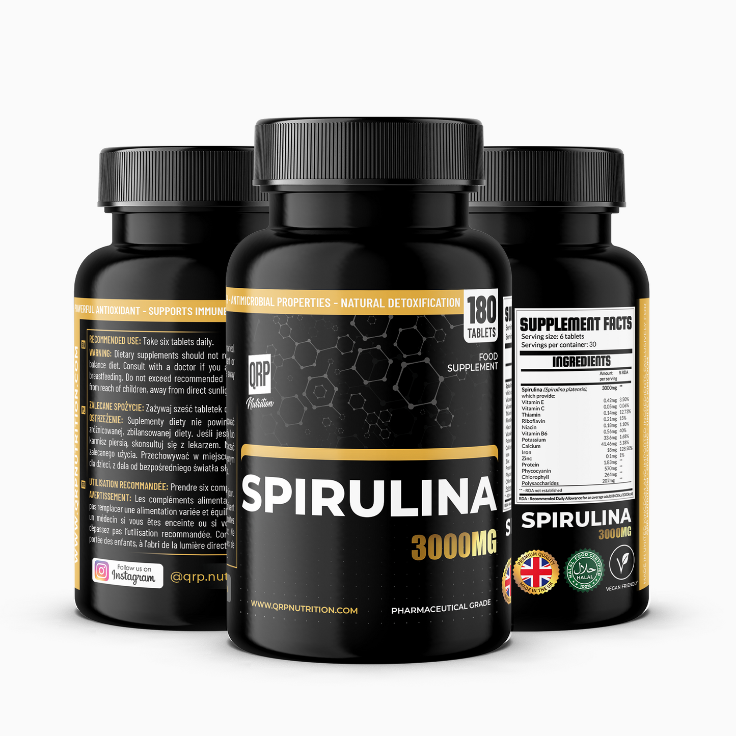QRP Nutrition Spirulina 500mg 180tabs image 0