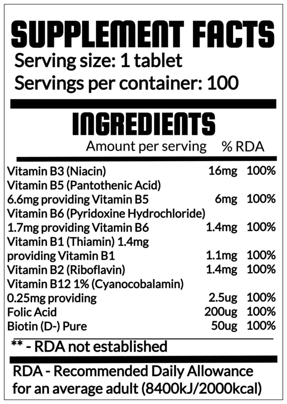 QRP Nutrition Vitamin B Complex (100tablets) image 1