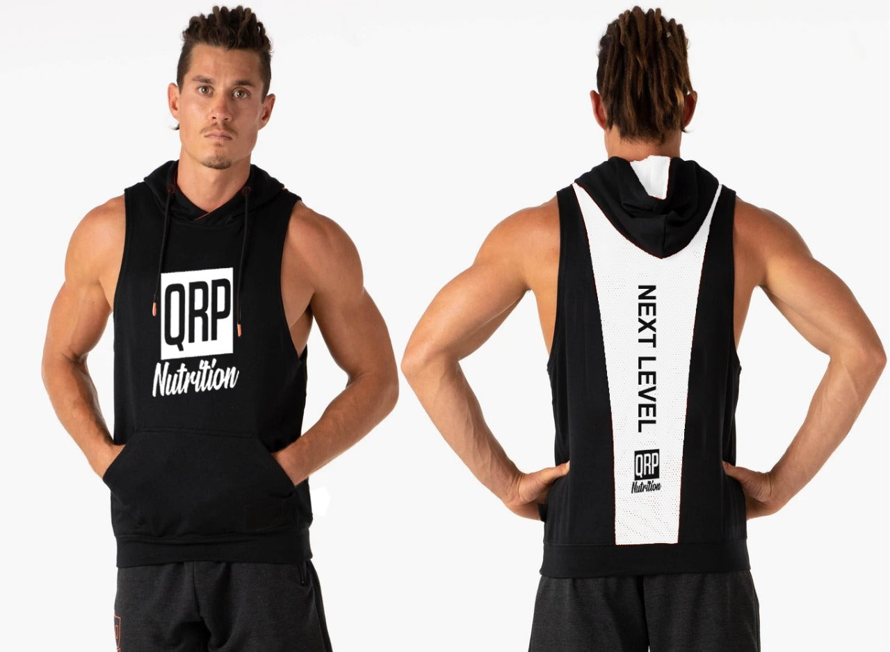 QRP Nutrition Black&White hoodie gym vest image 0