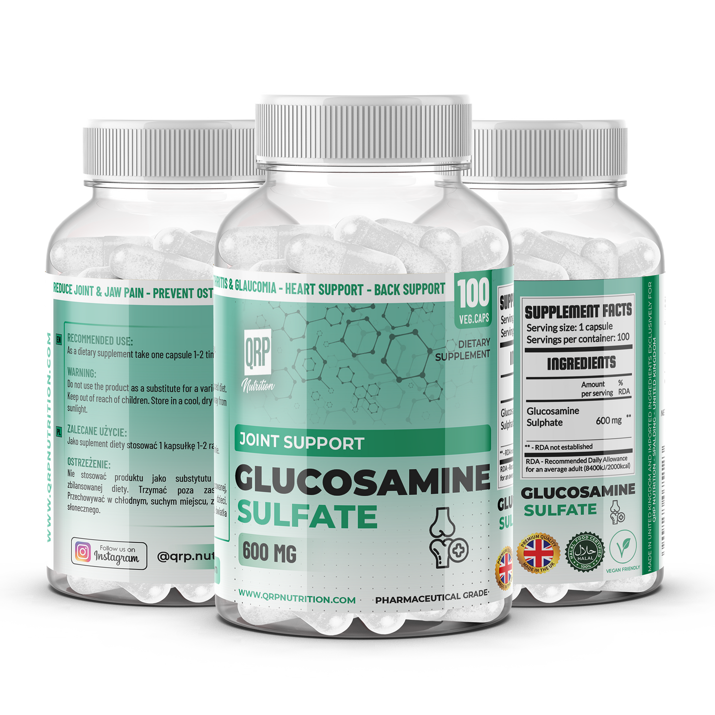 QRP Nutrition Glucosamine Sulphate 600mg 100capsules image 0