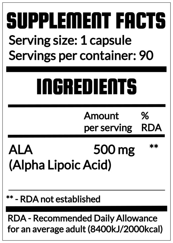 QRP Nutrition ALA (Alpha Lipoic Acid) 500mg 100caps image 1