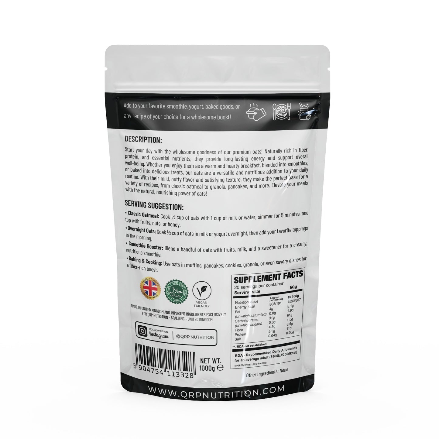 QRP Nutrition Ultra Fine Oats 1kg