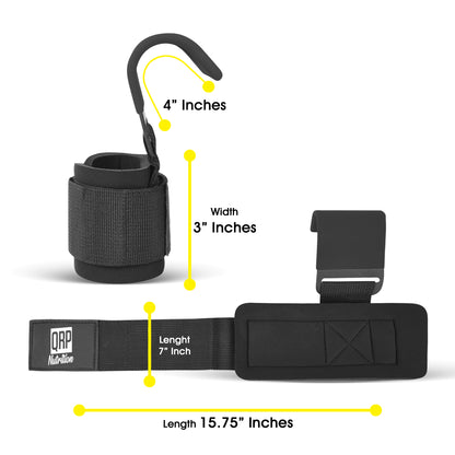 QRP Nutrition metal gym hooks with wristband image 2