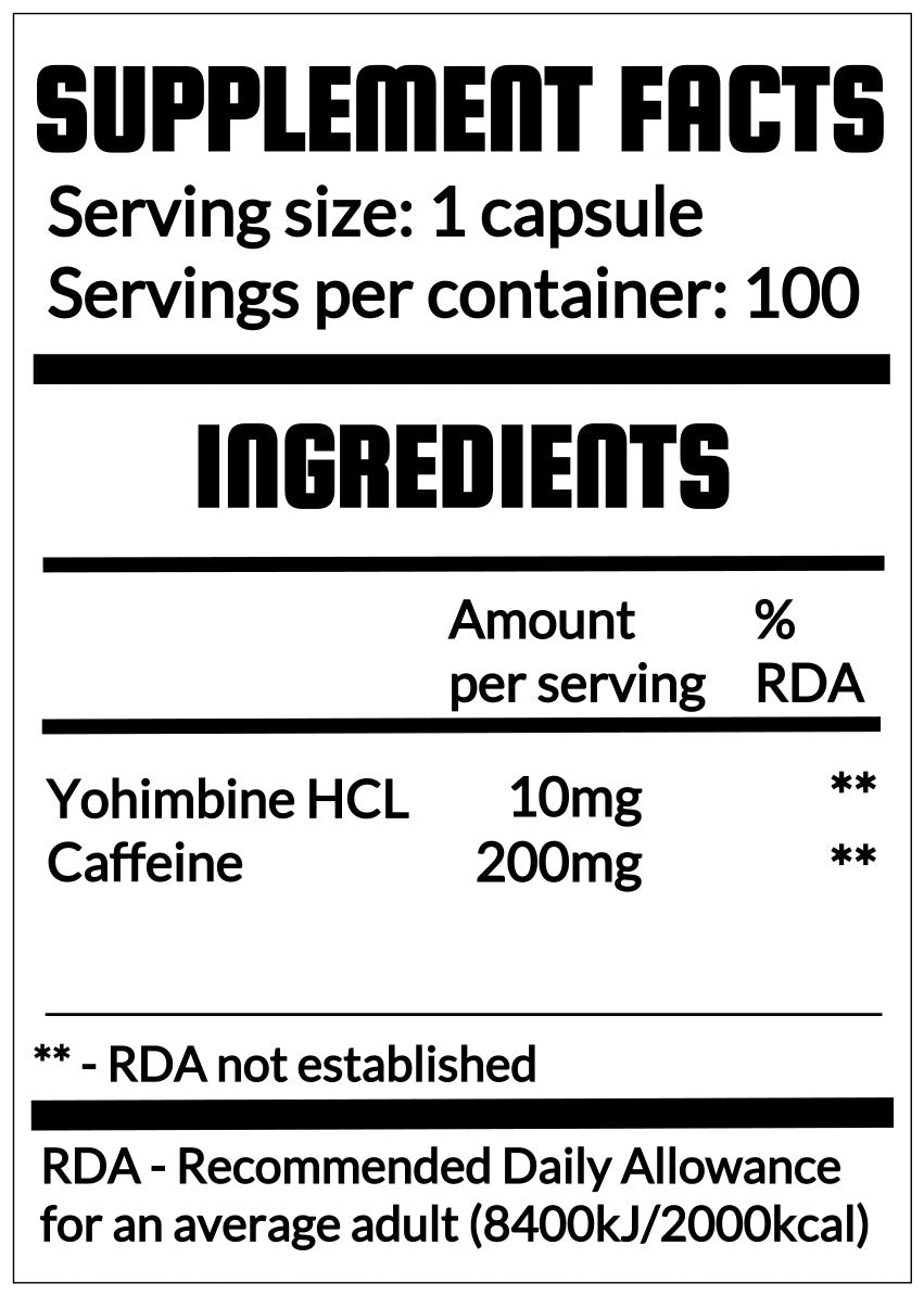 QRP Nutrition Yohimbine+Caffeine (100capsules) image 1