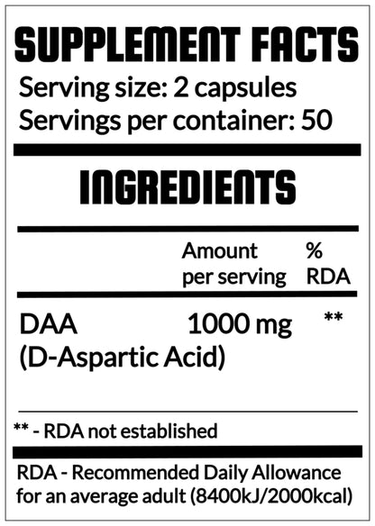 QRP Nutrition DAA (D-Aspartic Acid) 500mg 100caps image 1
