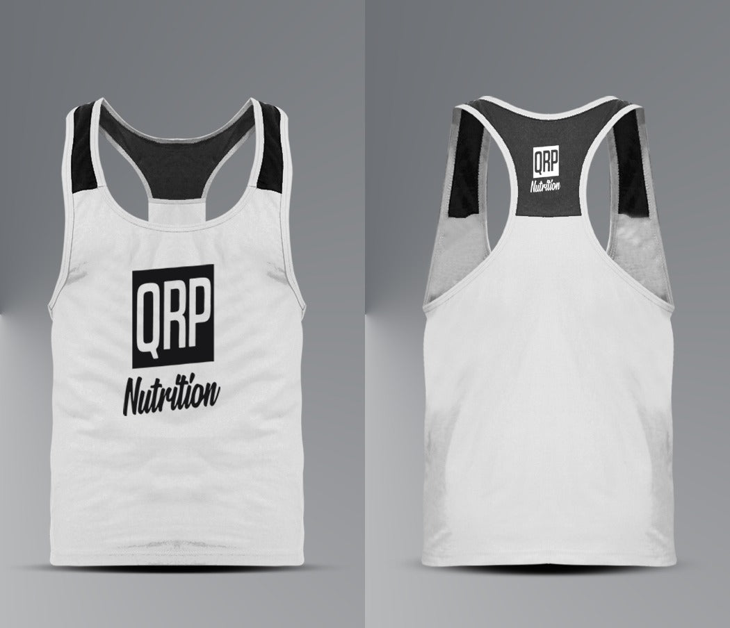 White Gym Vest | Lightweight & Breathable Workout Top | QRP Nutrition
