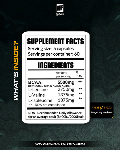 QRP Nutrition BCAA 1250mg 150/300 capsules