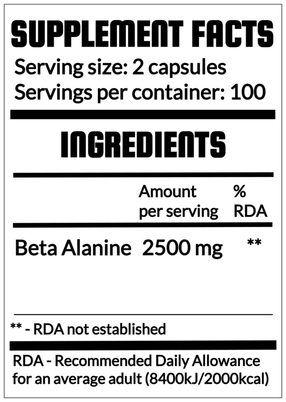 QRP Nutrition BETA ALANINE 1250mg 200 capsules image 1