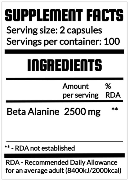 QRP Nutrition BETA ALANINE 1250mg 200 capsules image 1