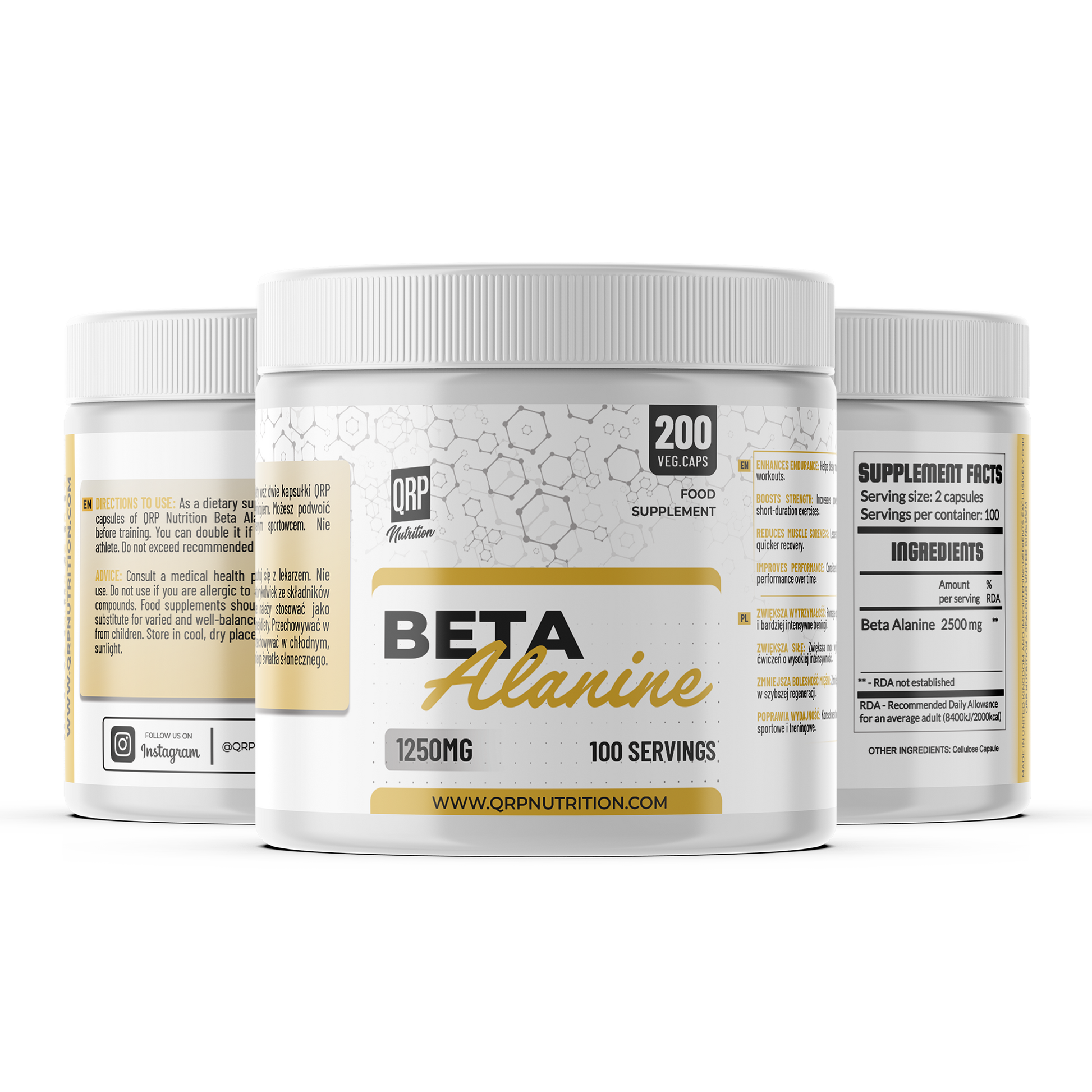 QRP Nutrition BETA ALANINE 1250mg 200 capsules image 0