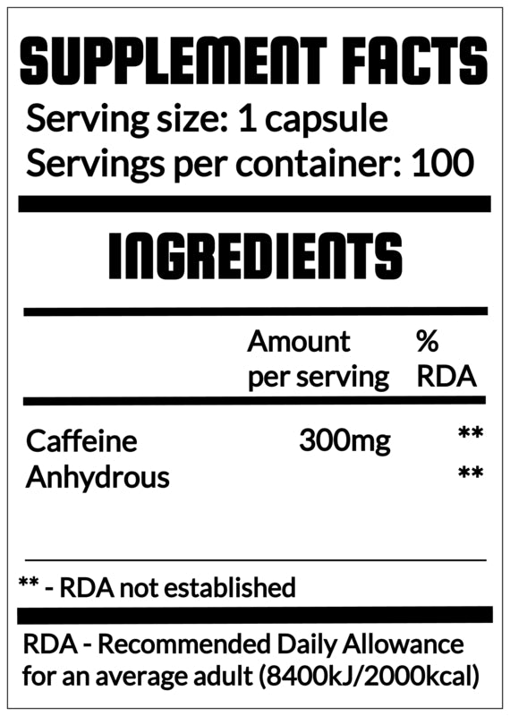 QRP Nutrition Caffeine 300mg 100capsules image 1