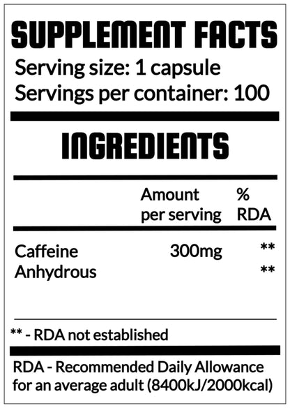 QRP Nutrition Caffeine 300mg 100capsules image 1