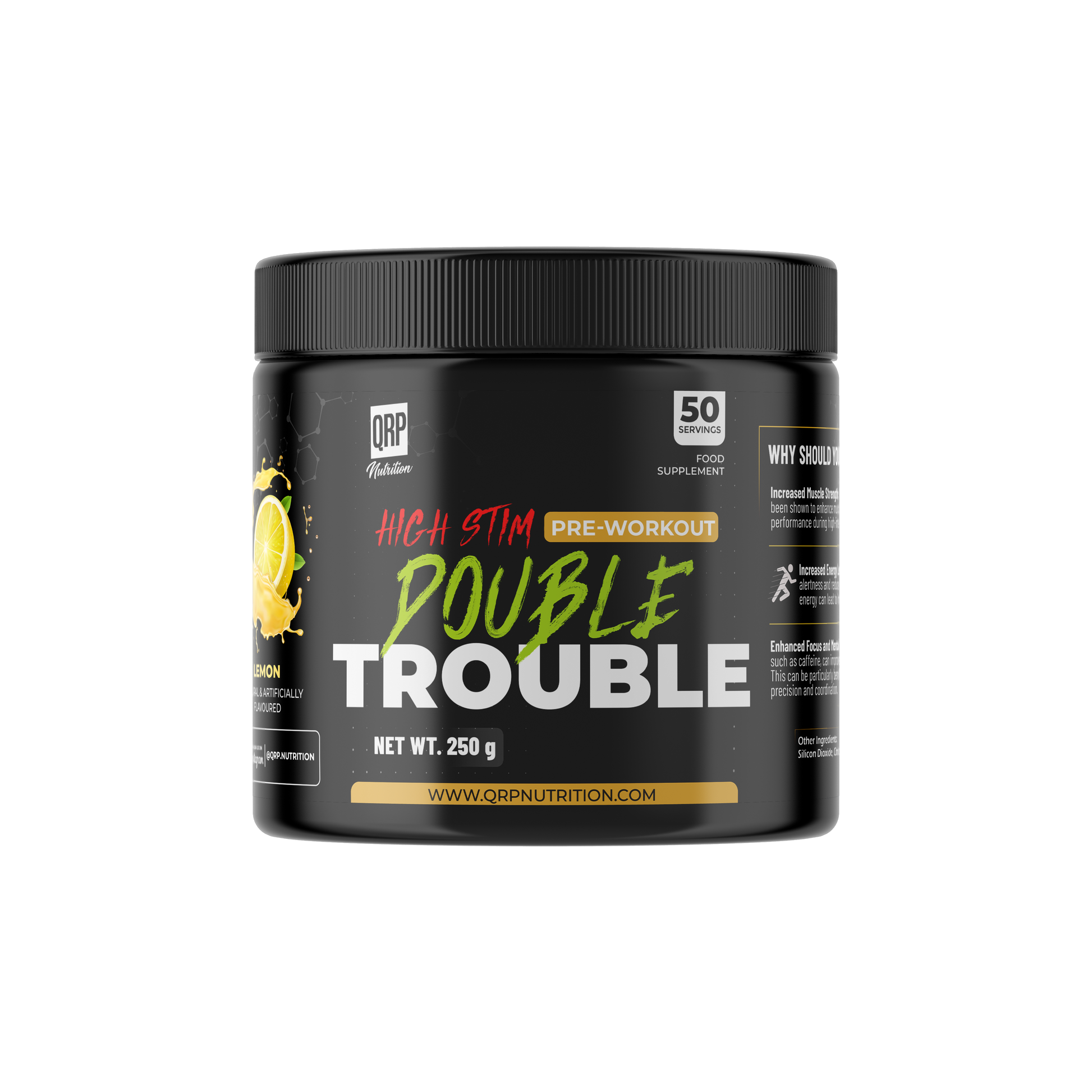 QRP Nutrition DOUBLE TROUBLE High Stim Pre-workout 250g image 4
