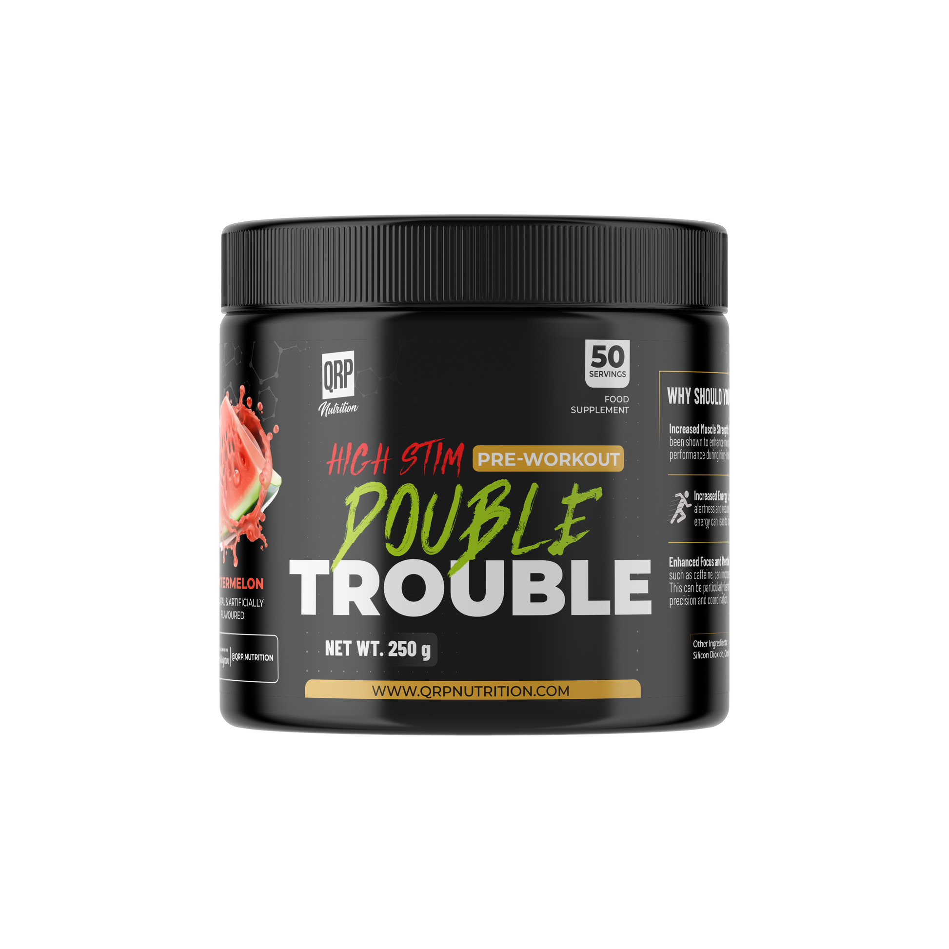 QRP Nutrition DOUBLE TROUBLE High Stim Pre-workout 250g image 3