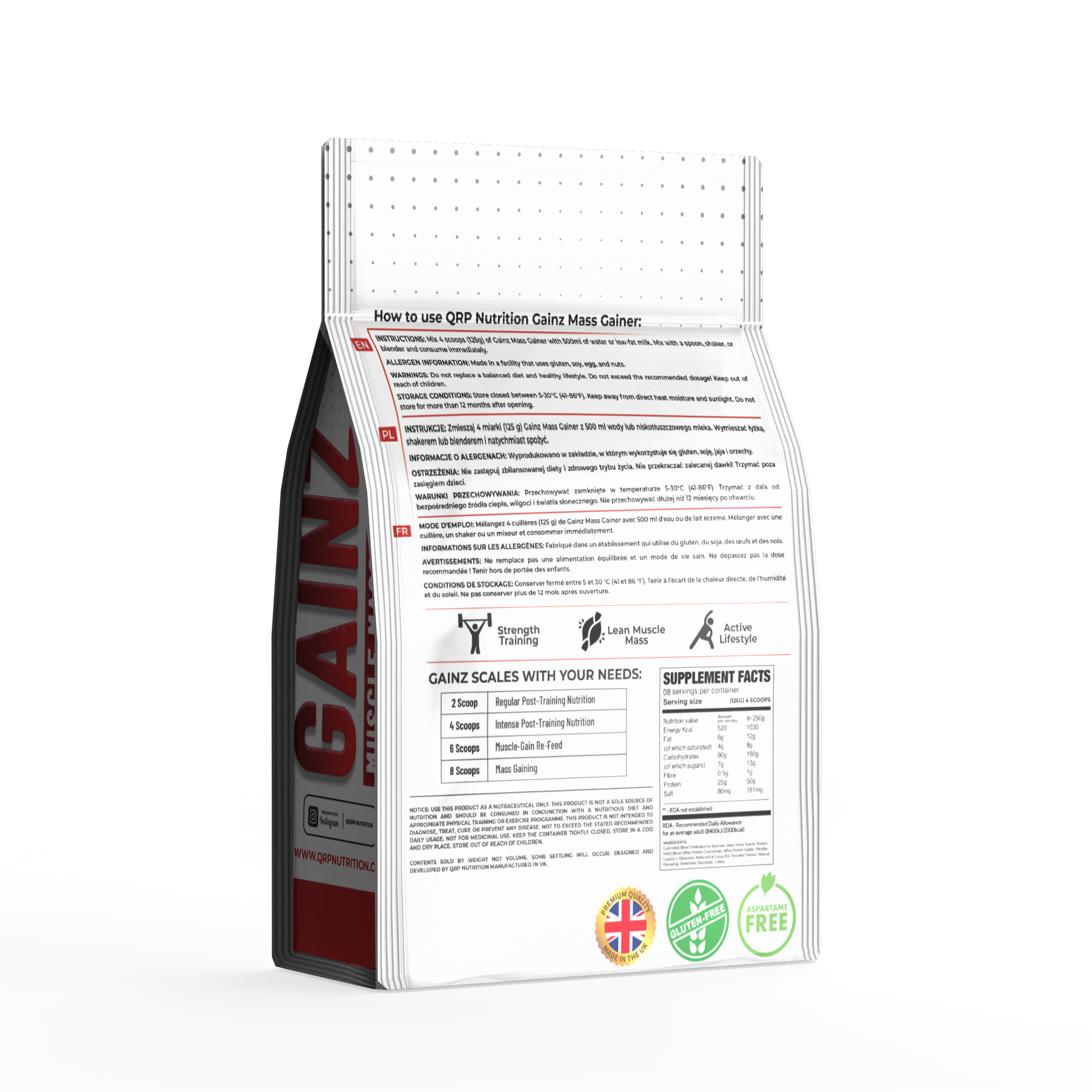 QRP Nutrition GAINZ Muscle Mass Gainer image 1