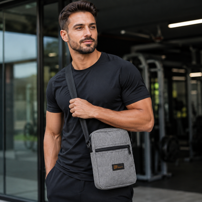 QRP Nutrition Grey Sports Crossbody Bag – Compact Shoulder Bag