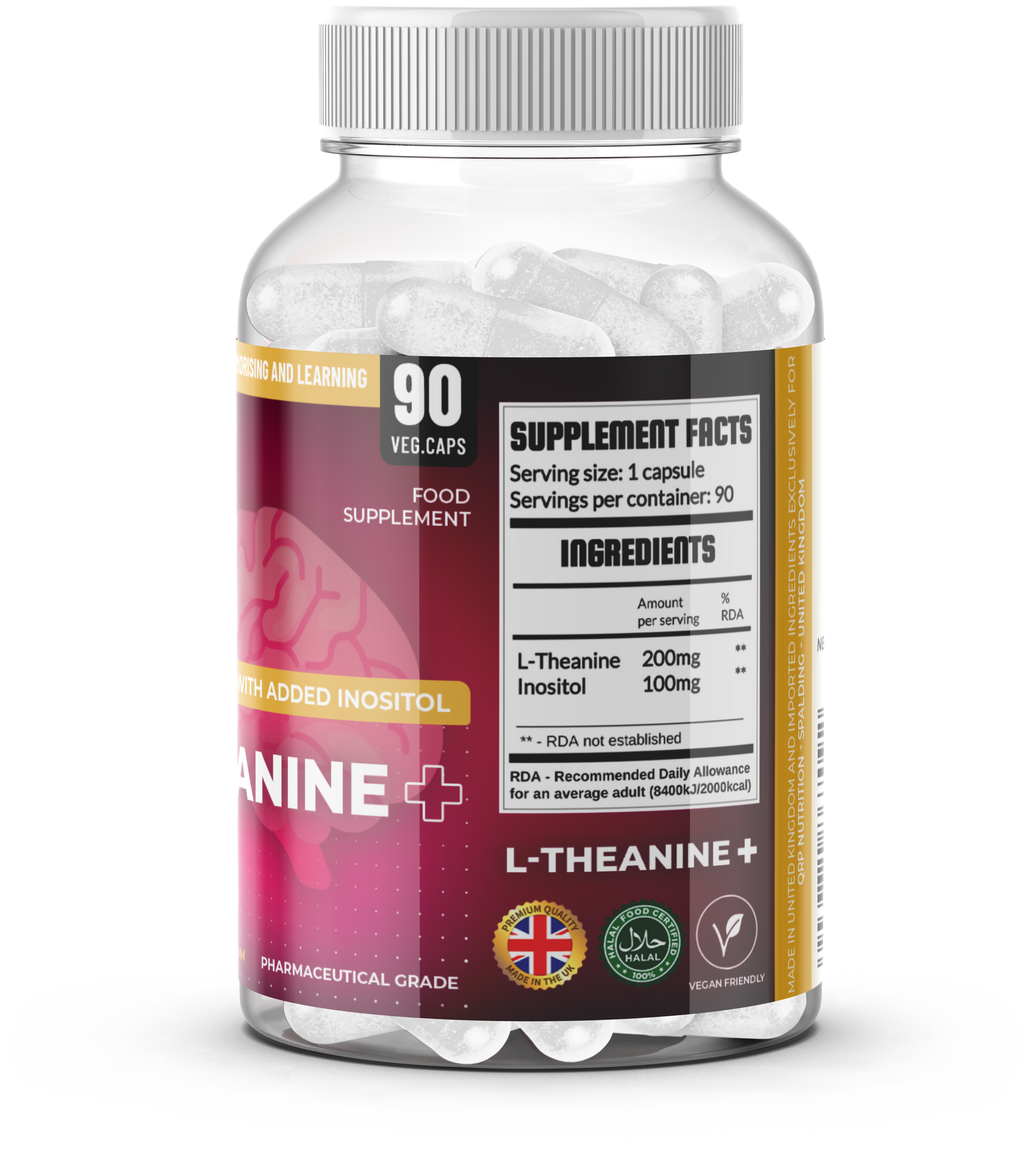 QRP Nutrition L-Theanine with Inositol (90 capsules) image 2