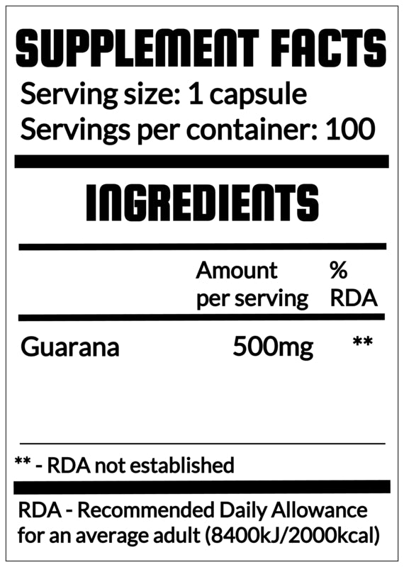 QRP Nutrition Guarana 500mg 100capsules image 1