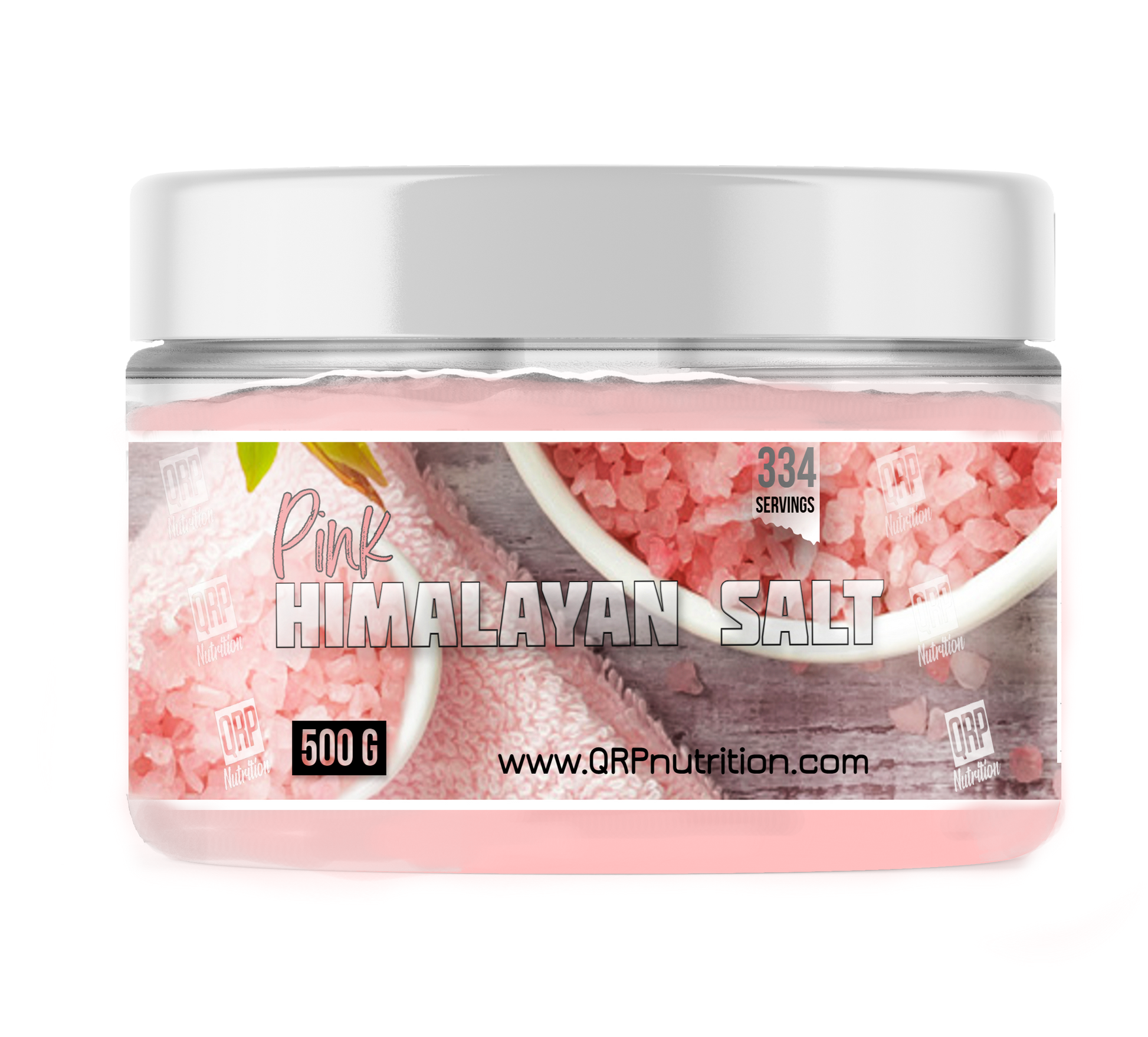 QRP Nutrition Pink HIMALAYAN SALT 500g/1000g image mockup front 