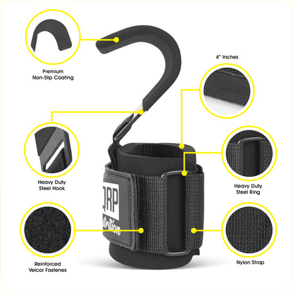 QRP Nutrition metal gym hooks with wristband image 1