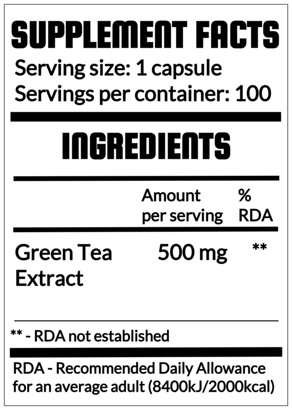 QRP Nutrition GREEN TEA extract 500mg 100caps image 1