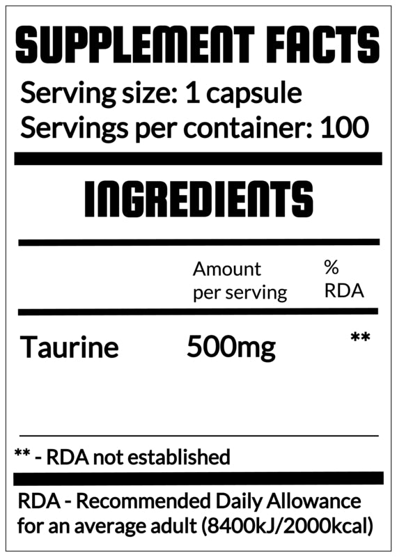 QRP Nutrition Taurine 500mg 100capsules image 1