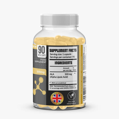 QRP Nutrition ALA (Alpha Lipoic Acid) 500mg 90capsules