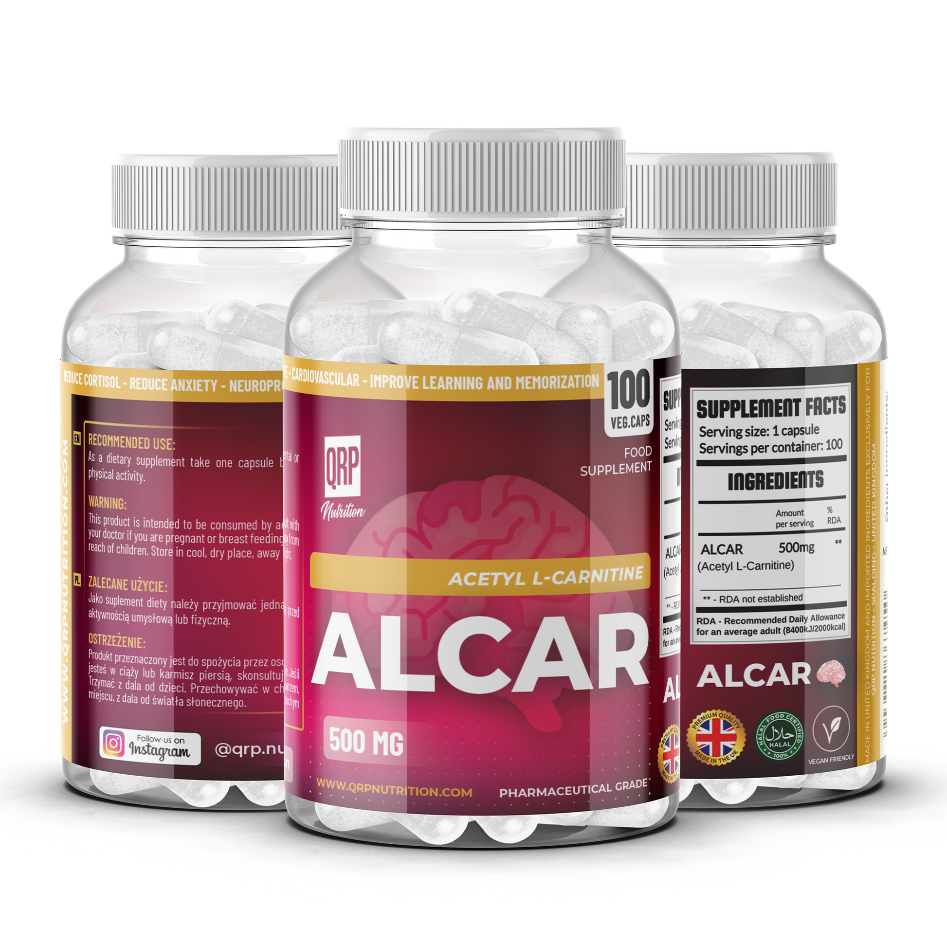 QRP Nutrition ALCAR 500mg 100 veggie capsules image 0