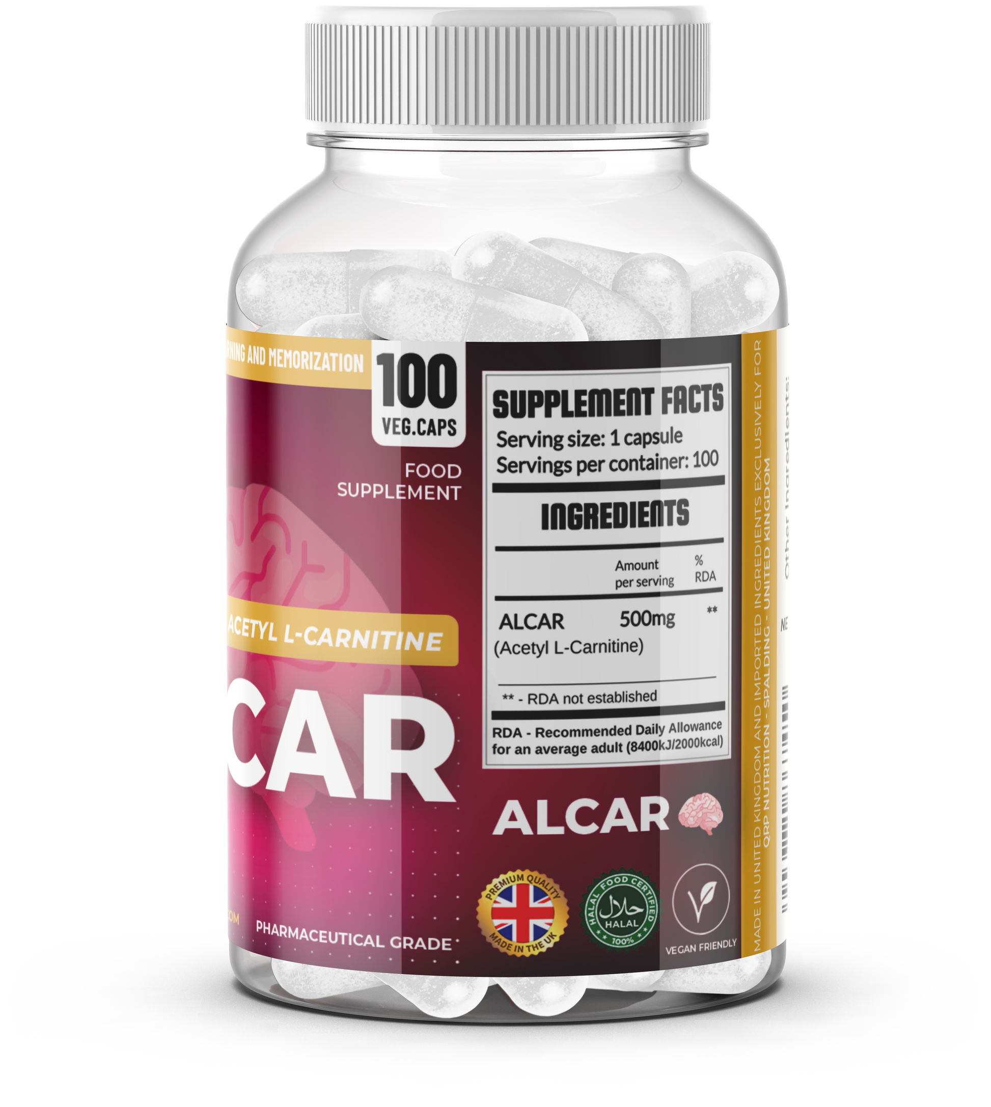 QRP Nutrition ALCAR 500mg 100 veggie capsules image 4