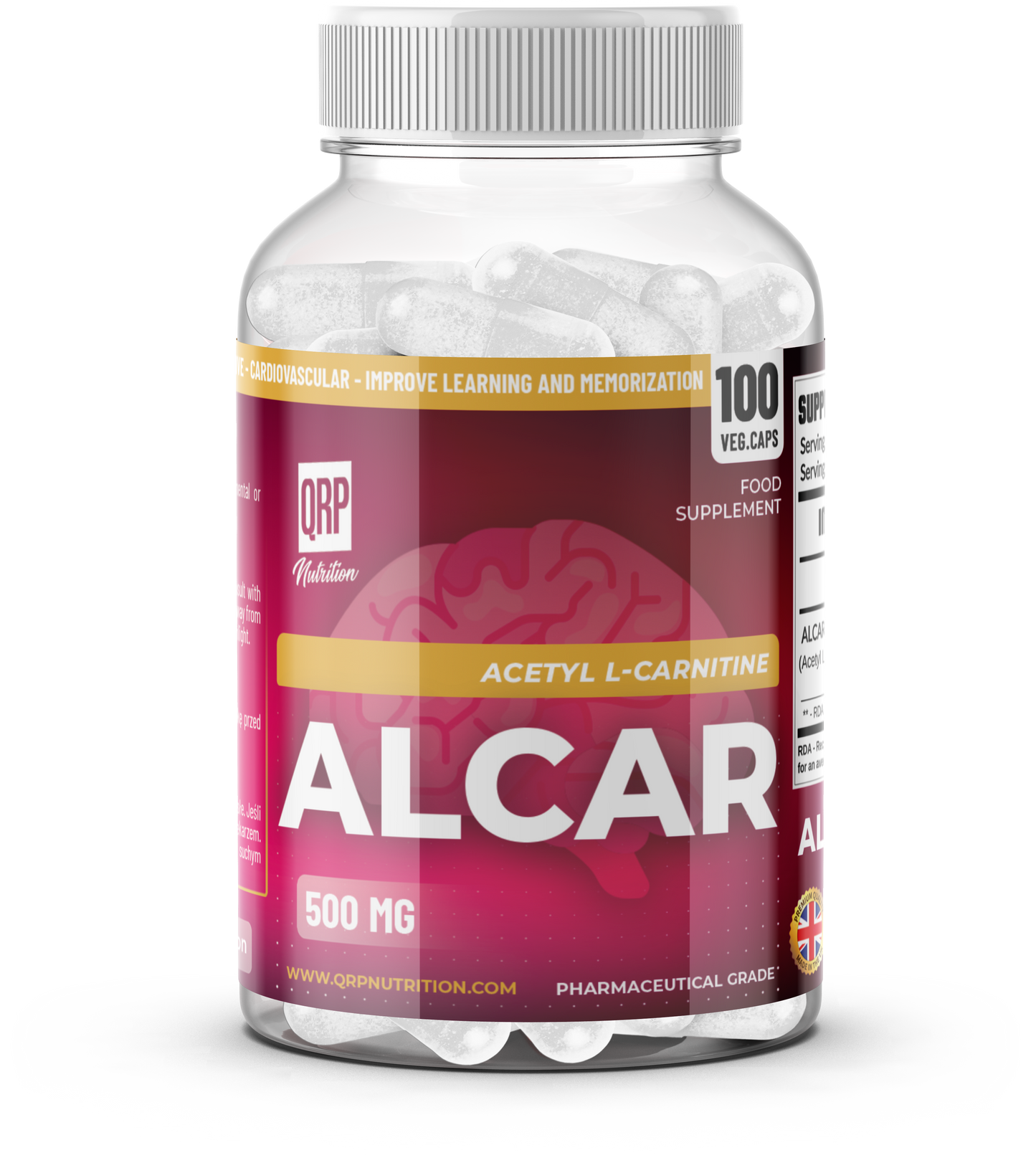 QRP Nutrition ALCAR 500mg 100 veggie capsules image 3
