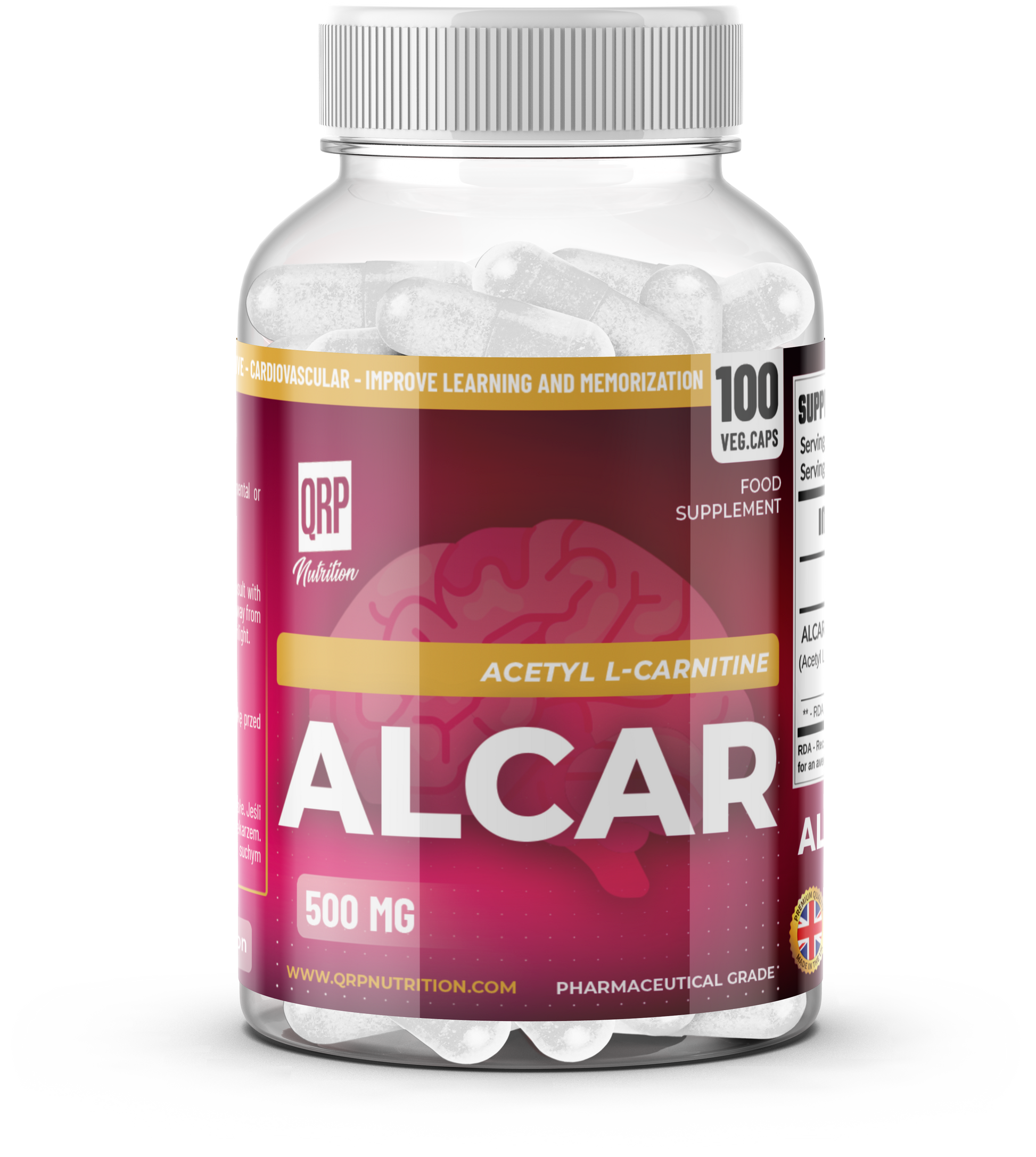 QRP Nutrition ALCAR 500mg 100 veggie capsules image 3