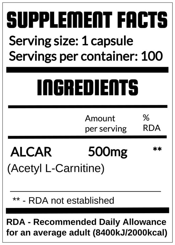 QRP Nutrition ALCAR 500mg 100 veggie capsules image 1
