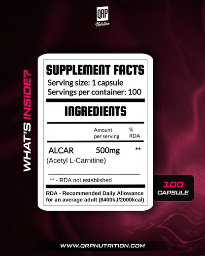 QRP Nutrition ALCAR 500mg 100 veggie capsules