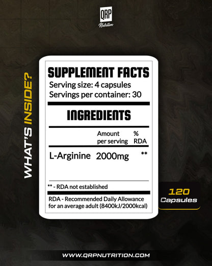 QRP Nutrition Arginine 500mg 120capsules