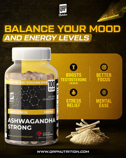 QRP Nutrition ASHWAGANDHA 600mg KSM-66 100 veg. capsules