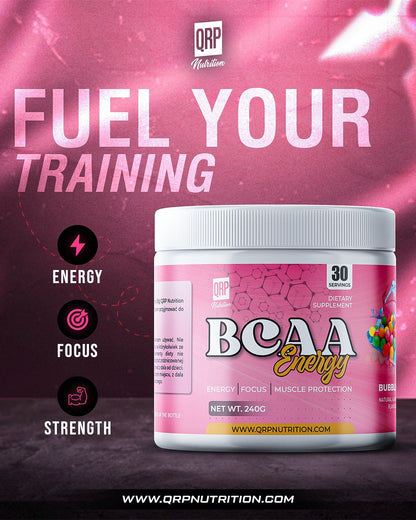 QRP Nutrition BCAA Energy 240g (Bubble Gum flavour)