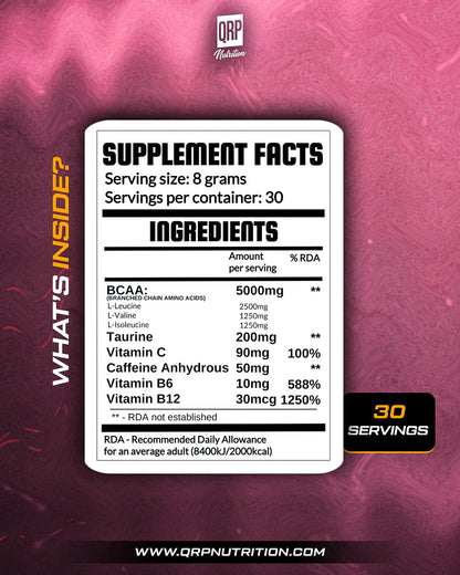 QRP Nutrition BCAA Energy 240g (Bubble Gum flavour)
