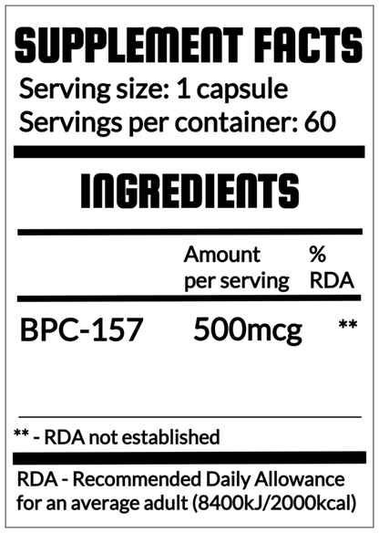 bpc-157 jax nutrition BPC-157 DS 500mcg 60 Capsules | Joint & Tissue Support