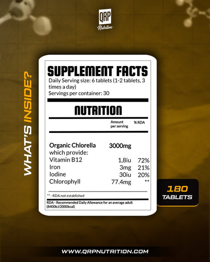 QRP Nutrition Organic CHLORELLA 180 tablets